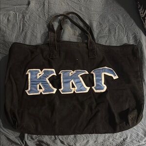Kappa Kappa Gamma Black Canvas Tote Bag with Blue Accents Circa WVU 2013 ⚜️💙
